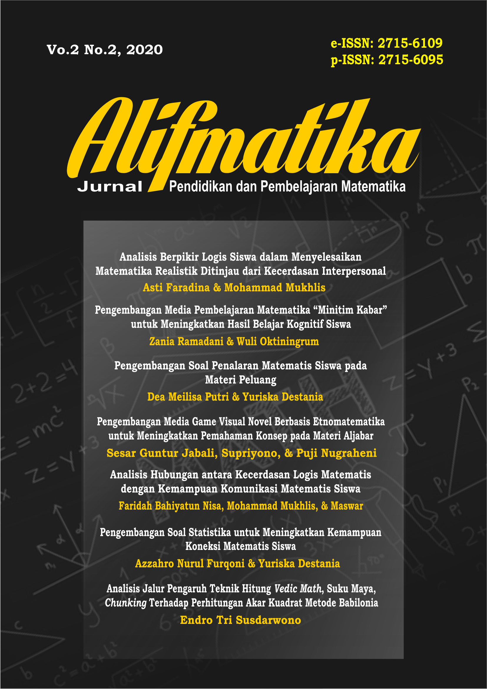 Alifmatika: Jurnal Pendidikan dan Pembelajaran Matematika
