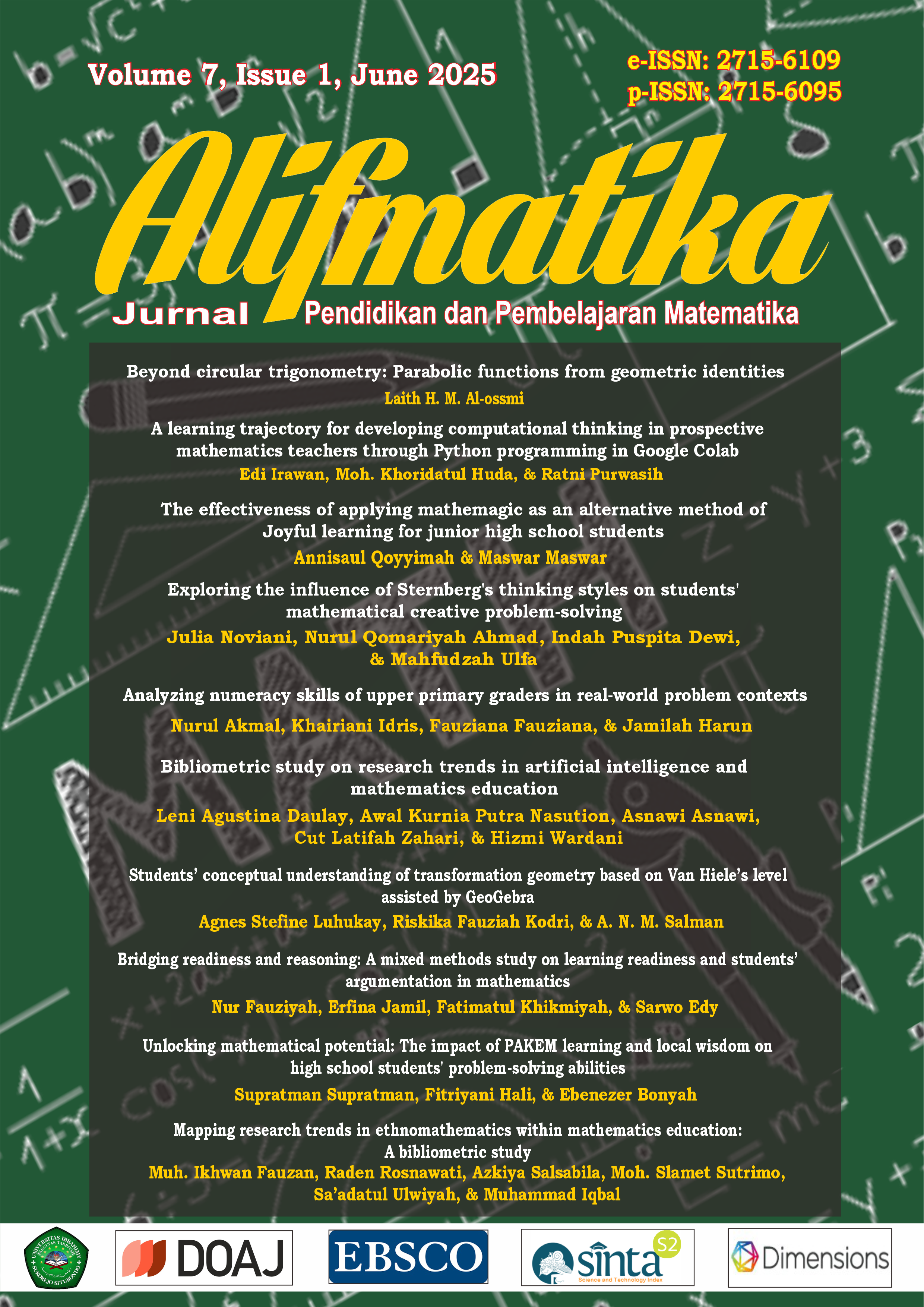 Alifmatika: Jurnal Pendidikan dan Pembelajaran Matematika