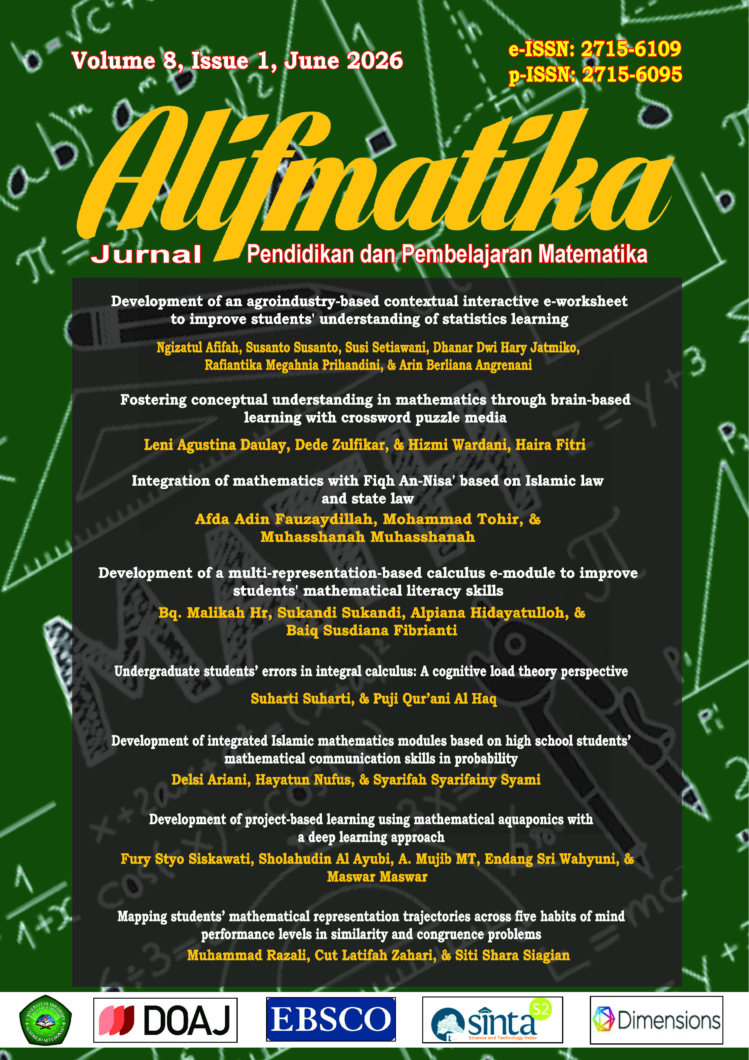 Alifmatika: Jurnal Pendidikan dan Pembelajaran Matematika