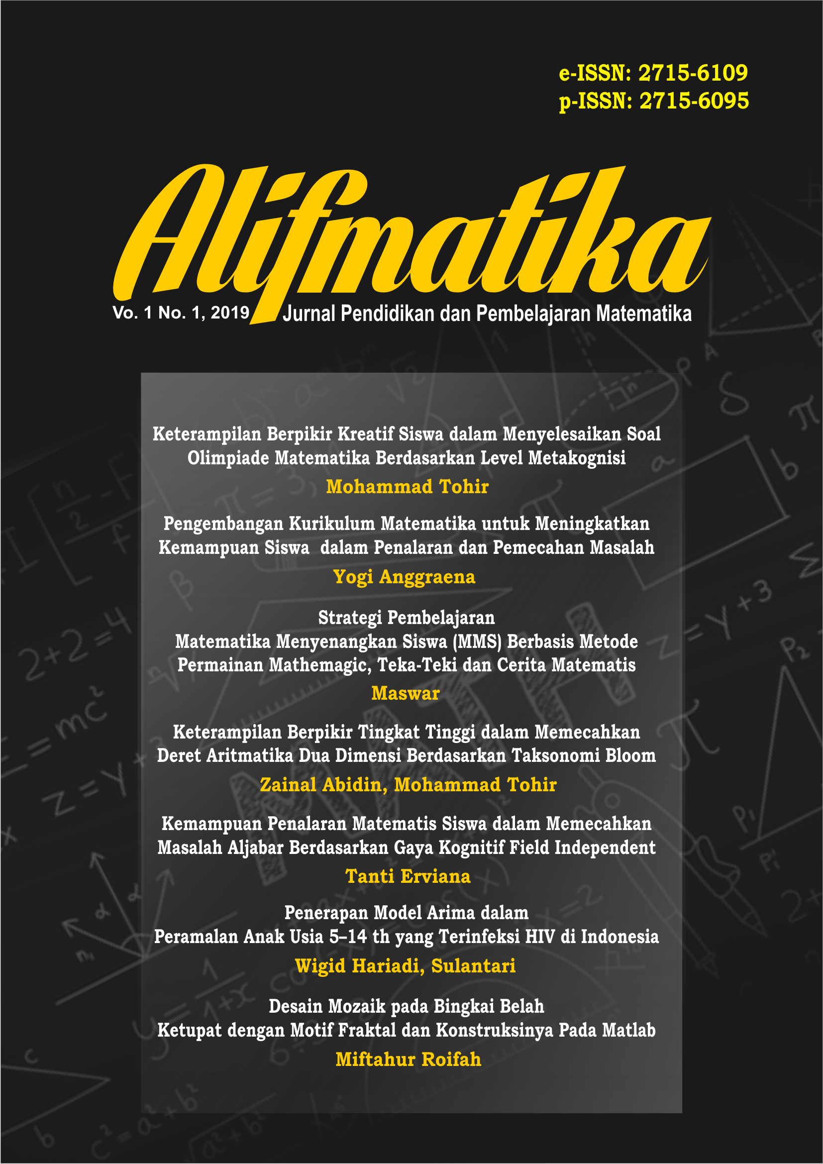 Alifmatika: Jurnal Pendidikan dan Pembelajaran Matematika