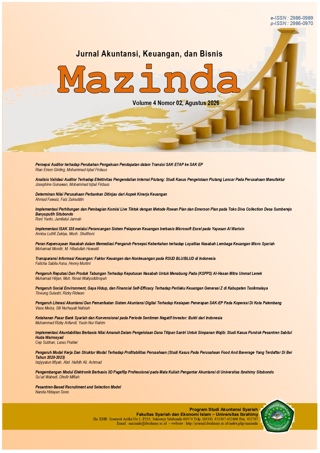 					View Vol. 4 No. 2 (2026): Mazinda : Jurnal Akuntansi, Keuangan, dan Bisnis 
				