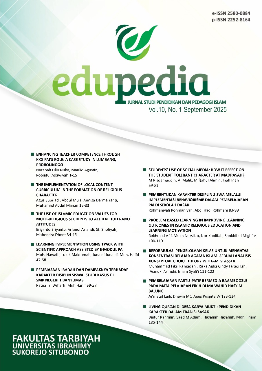 					View Vol. 10 No. 1 (2025): Edupedia: Jurnal Studi Pendidikan dan Pedagogi Islam
				